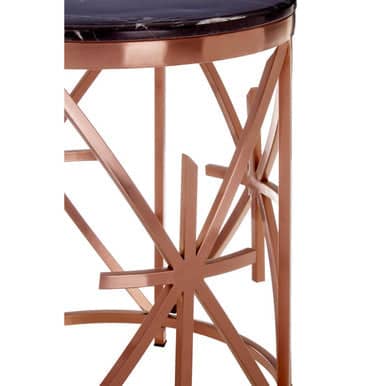 Alvaro Black Marble And Rose Gold Side Table Orsina