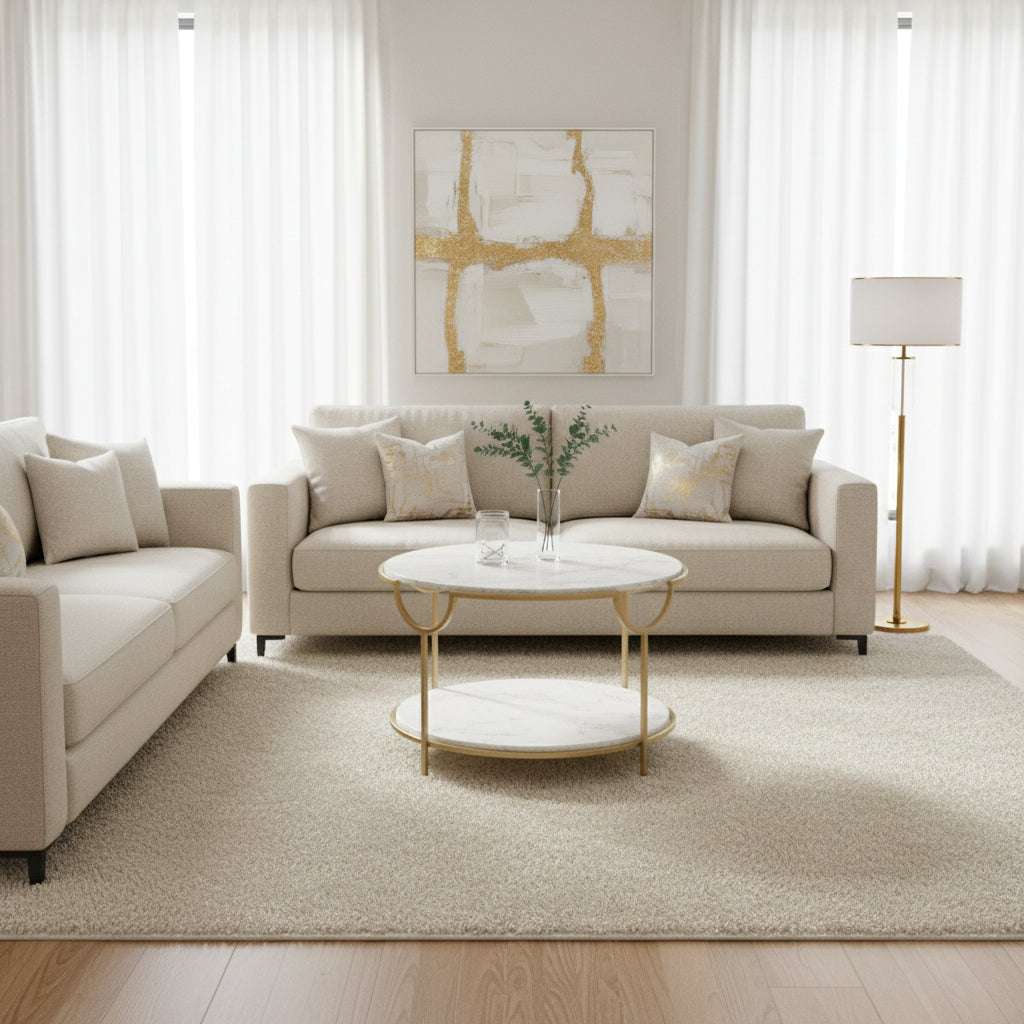 Pali Two Tier White and Gold Side Table Orsina
