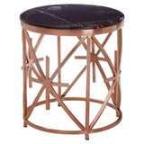 Alvaro Black Marble And Rose Gold Side Table Orsina