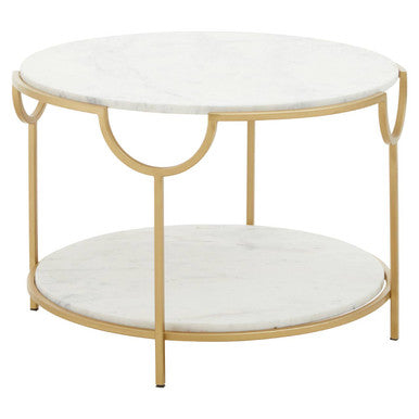 Pali Two Tier White and Gold Side Table Orsina