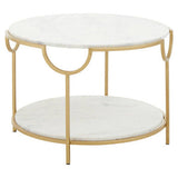 Pali Two Tier White and Gold Side Table Orsina