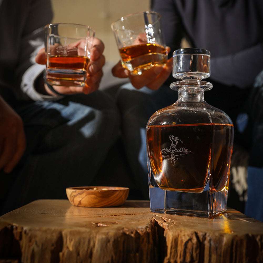 Selbrae House Golf Decanter and glass set, perfect for serving whisky with friends