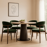 Nisu Home Green Upholstered Chair with Rounded Backrest for Stylish Dining Spaces