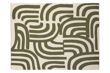 Orsina Green Throw with Abstract Curved Patterns for Stylish Home Decor