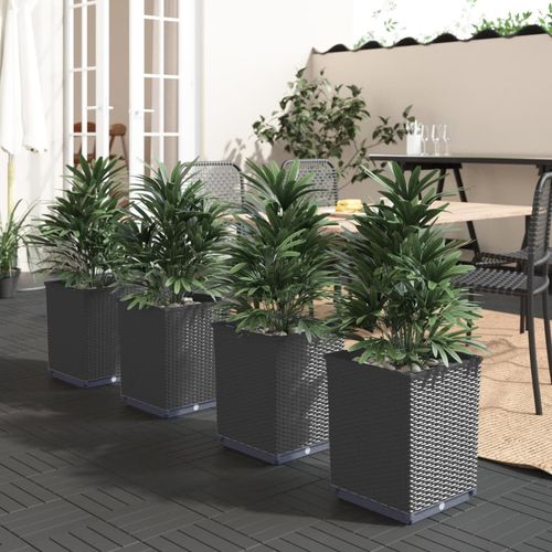 vidaXL Garden Planters 2 pcs Dark Grey 30x30x37 cm Polypropylene black 4 vidaXL