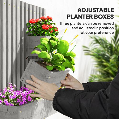 Outsunny Wooden Garden Planters with Trellis Wall-mounted Raised Garden Bed Outsunny