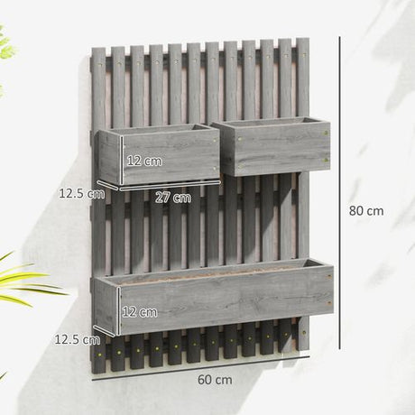 Outsunny Wooden Garden Planters with Trellis Wall-mounted Raised Garden Bed Outsunny