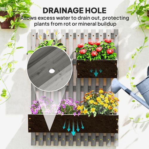 Outsunny Wooden Garden Planters with Trellis Wall-mounted Raised Garden Bed Outsunny