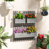 Outsunny Wooden Garden Planters with Trellis Wall-mounted Raised Garden Bed Outsunny