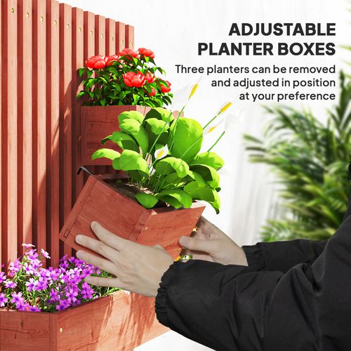 Outsunny Wooden Garden Planters with Trellis Wall-mounted Raised Garden Bed Outsunny