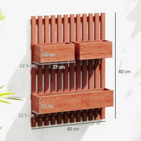 Outsunny Wooden Garden Planters with Trellis Wall-mounted Raised Garden Bed Outsunny