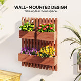 Outsunny Wooden Garden Planters with Trellis Wall-mounted Raised Garden Bed Outsunny