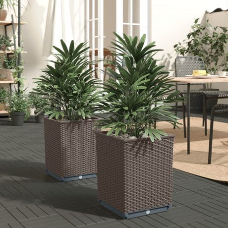 vidaXL Garden Planters 2 pcs Dark Grey 30x30x37 cm Polypropylene brown 2 vidaXL