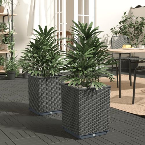 vidaXL Garden Planters 2 pcs Dark Grey 30x30x37 cm Polypropylene vidaXL