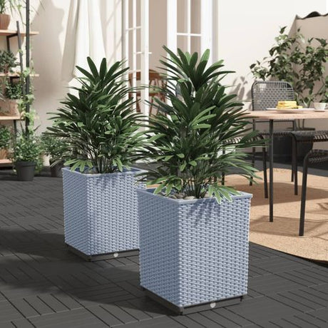 vidaXL Garden Planters 2 pcs Dark Grey 30x30x37 cm Polypropylene vidaXL
