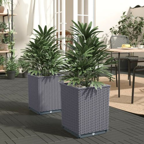 vidaXL Garden Planters 2 pcs Dark Grey 30x30x37 cm Polypropylene vidaXL