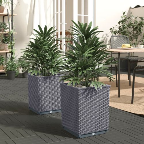 vidaXL Garden Planters 2 pcs Dark Grey 30x30x37 cm Polypropylene vidaXL