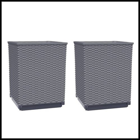 vidaXL Garden Planters 2 pcs Dark Grey 30x30x37 cm Polypropylene vidaXL