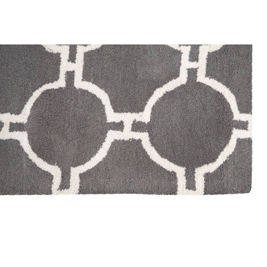 Orsina Grey and White Rug with a Modern Circle Pattern and Soft Plush Texture