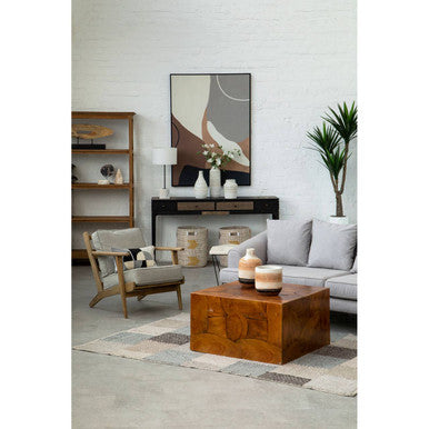 Orsina Grid Design Rug in a stylish living room setting with modern furniture and decor