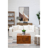 Stylish living room showcasing a Grid Design Rug under a coffee table with greenery