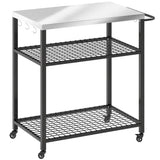 Wise Galleria Grill Cart with Steel Top and Storage Shelves for Outdoor Cooking