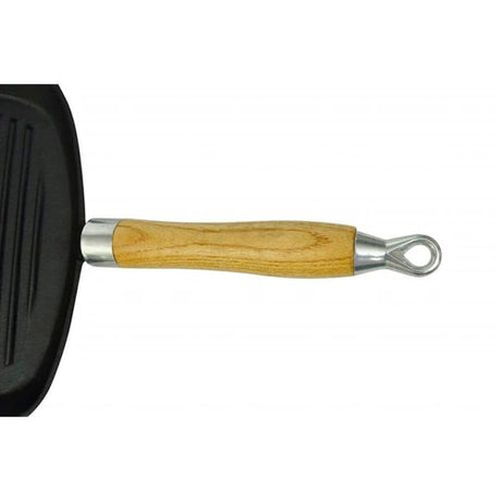 vidaXL Grill Pan with Wooden Handle Cast Iron 20x20 cm vidaXL