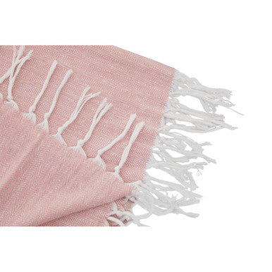 Orsina Hammam Towel in soft pink with white fringes, perfect for beach or bathroom use