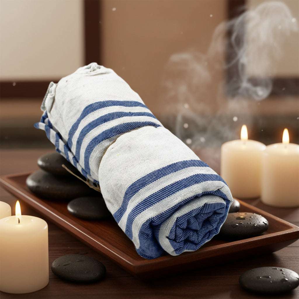 Hamman Spa Towel - Ocean Blue - 90x170cm AW Dropship UK