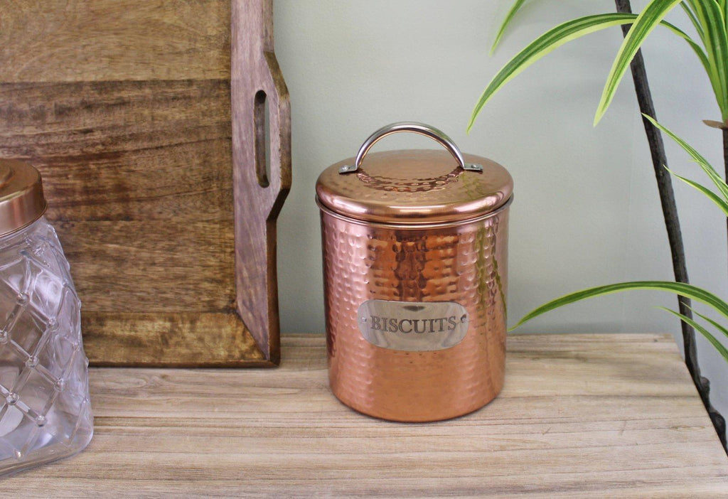 Hammered Copper Biscuit Tin, 17x14cm Geko Products