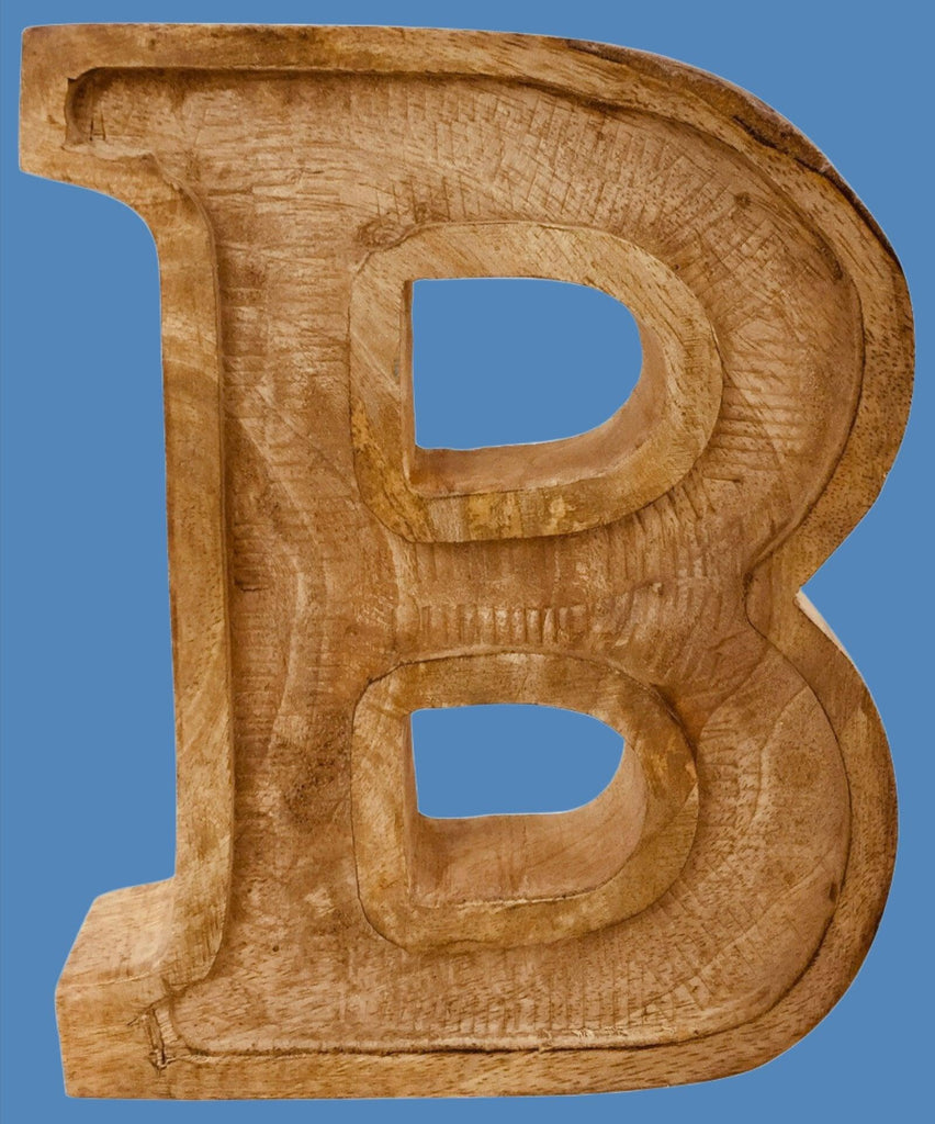 Hand Carved Wooden Embossed Letter B Geko Products