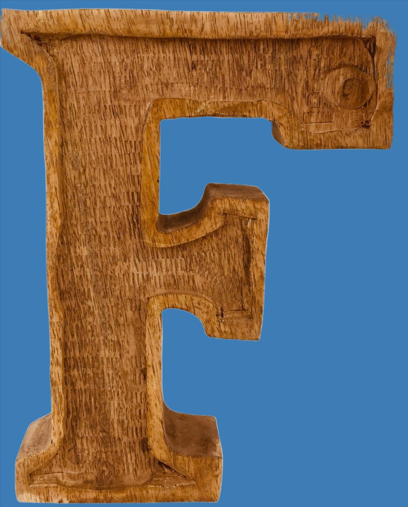 Hand Carved Wooden Embossed Letter F Geko Products