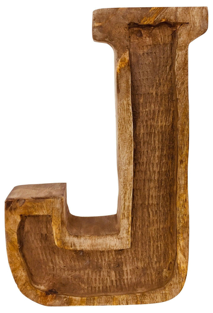 Hand Carved Wooden Embossed Letter J Geko Products