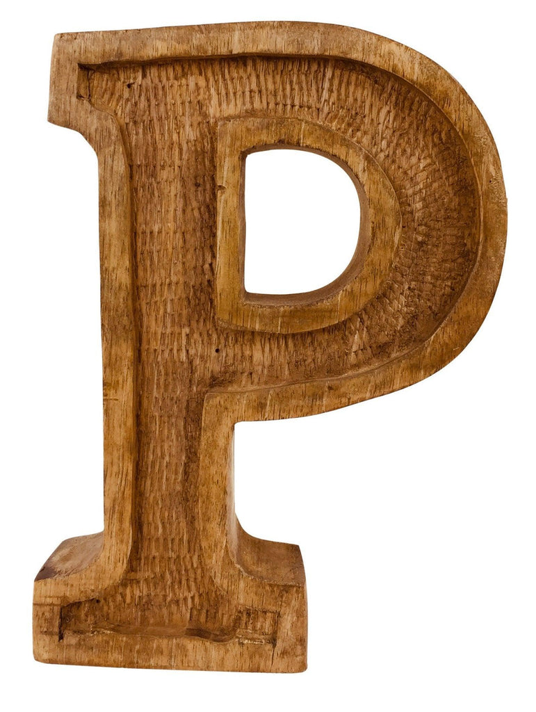 Hand Carved Wooden Embossed Letter P Geko Products