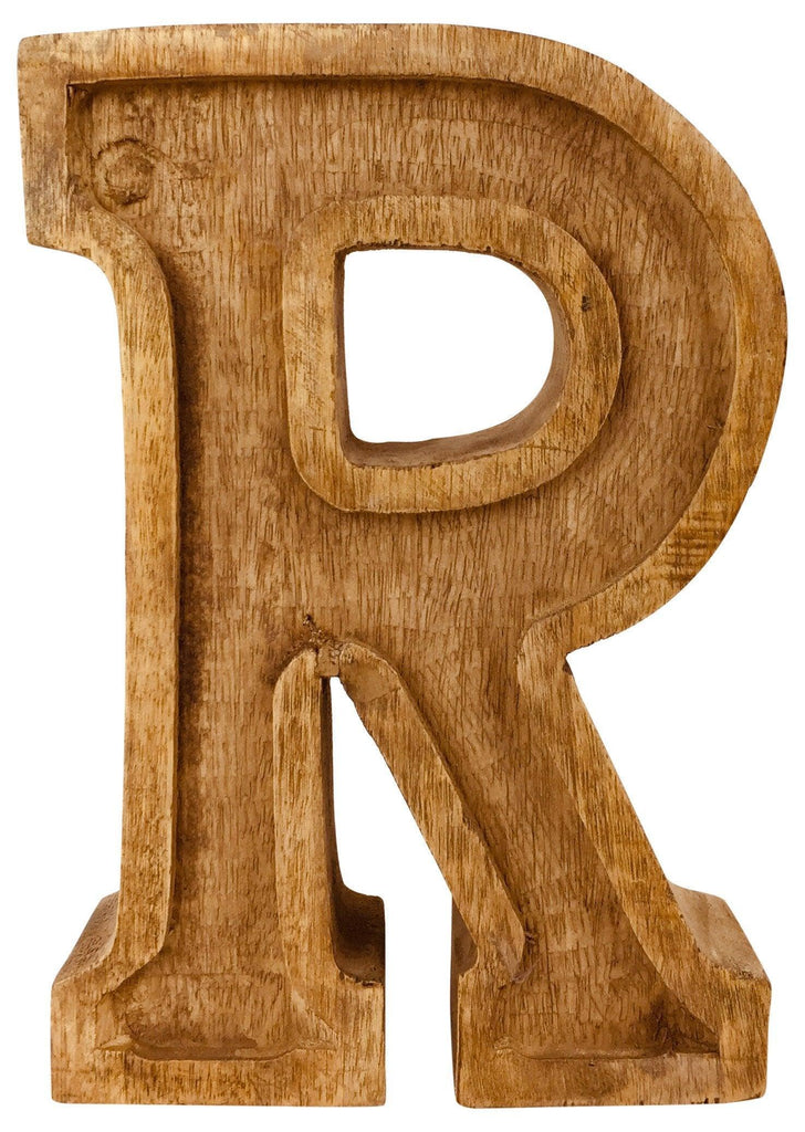 Hand Carved Wooden Embossed Letter R Geko Products