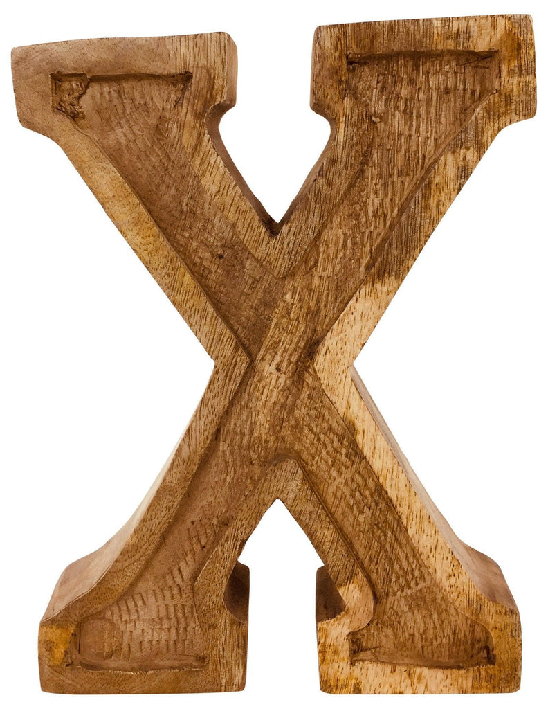 Hand Carved Wooden Embossed Letter X Geko Products