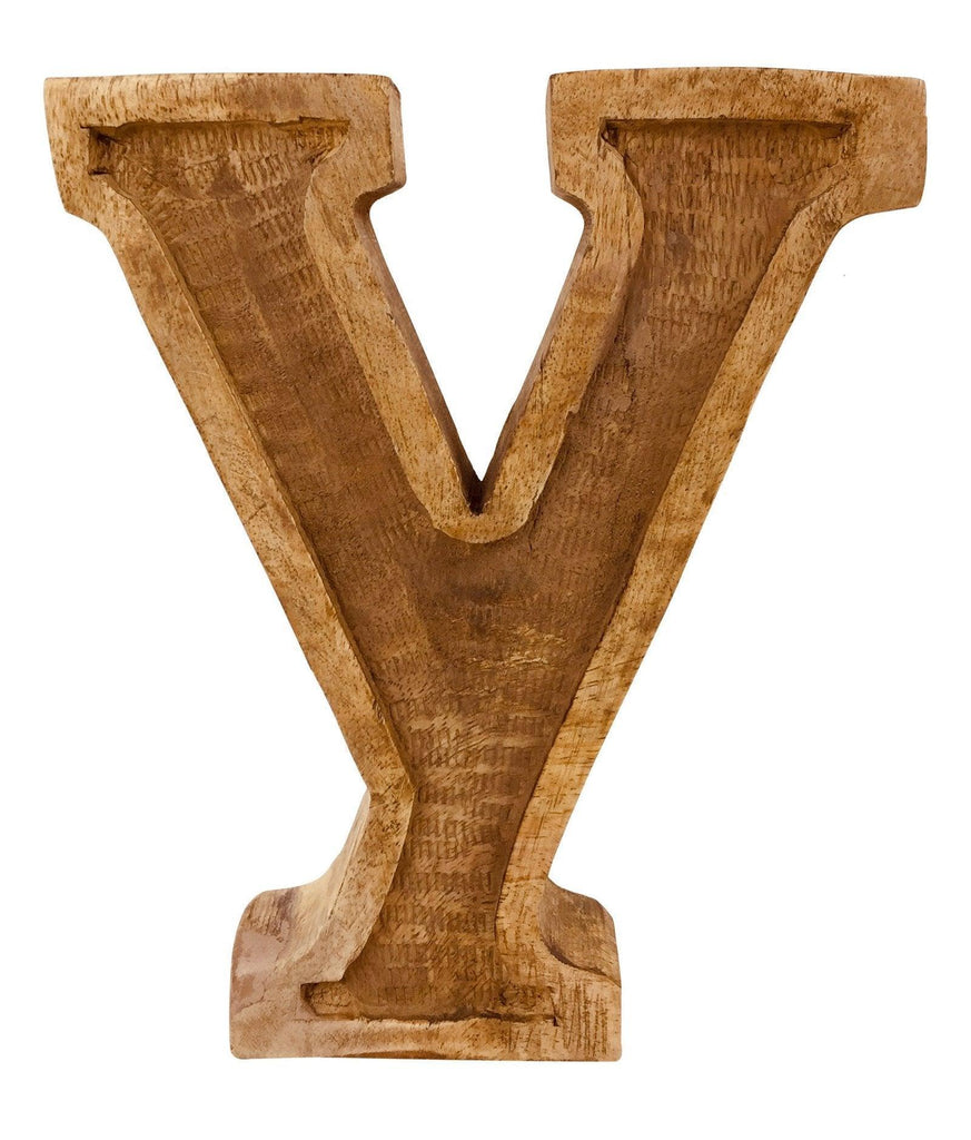 Hand Carved Wooden Embossed Letter Y Geko Products