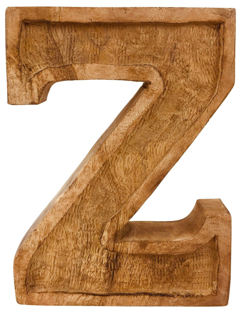 Hand Carved Wooden Embossed Letter Z Geko Products