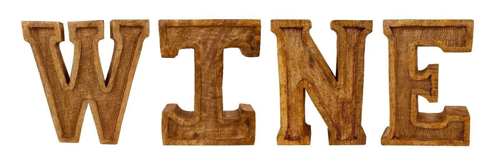 Hand Carved Wooden Embossed Letters Wine Geko Products