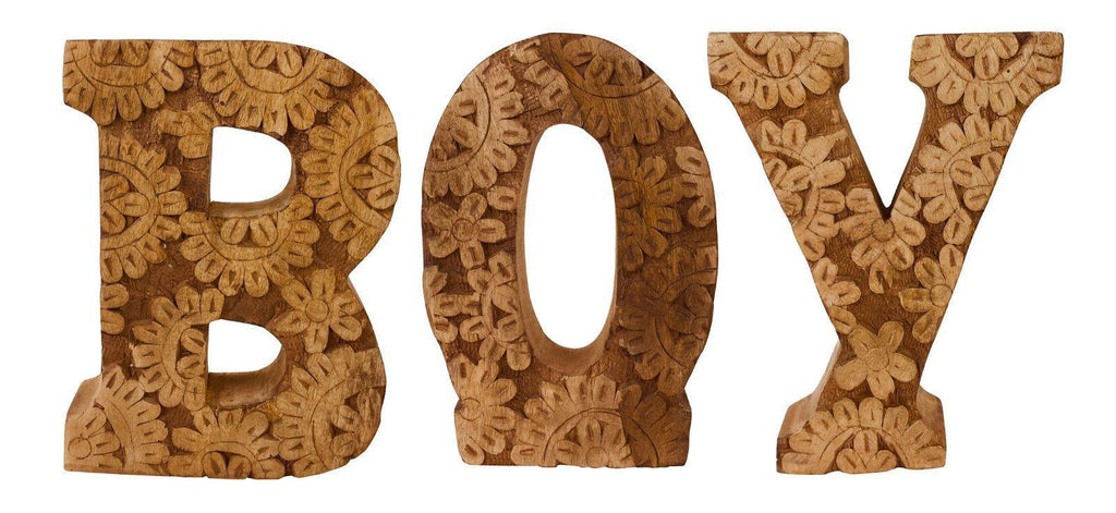 Hand Carved Wooden Flower Letters Boy Geko Products