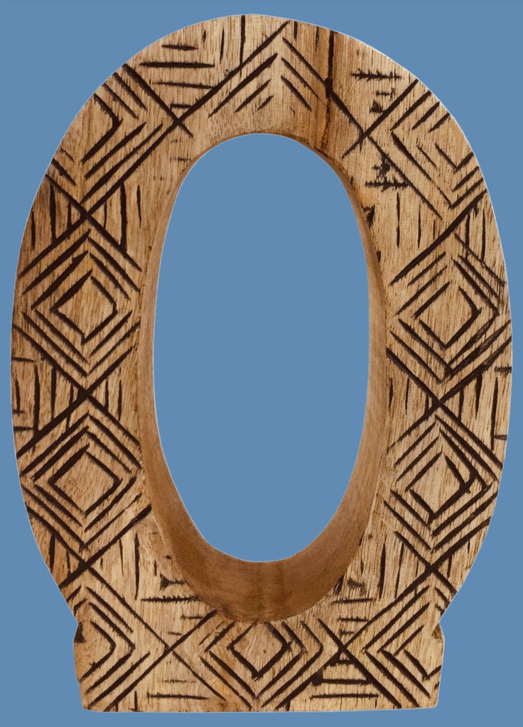 Hand Carved Wooden Geometric Letter O Geko Products