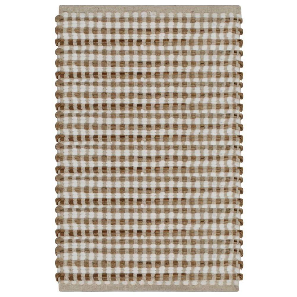 Hand-Woven Jute Bathroom Mat Set Fabric Natural and White vidaXL