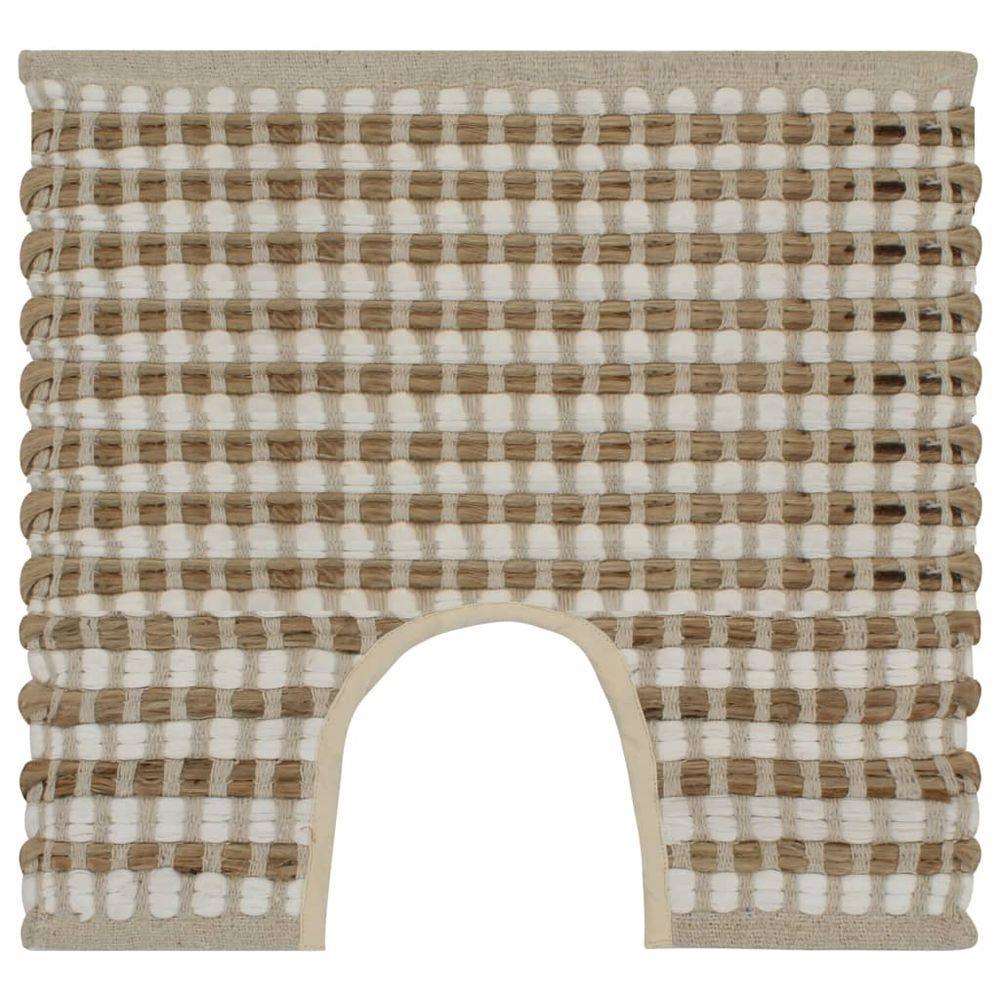 Hand-Woven Jute Bathroom Mat Set Fabric Natural and White vidaXL