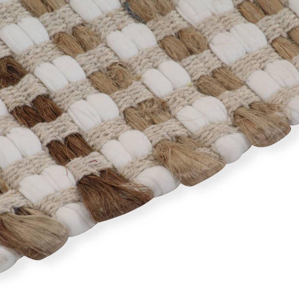 Hand-Woven Jute Bathroom Mat Set Fabric Natural and White vidaXL