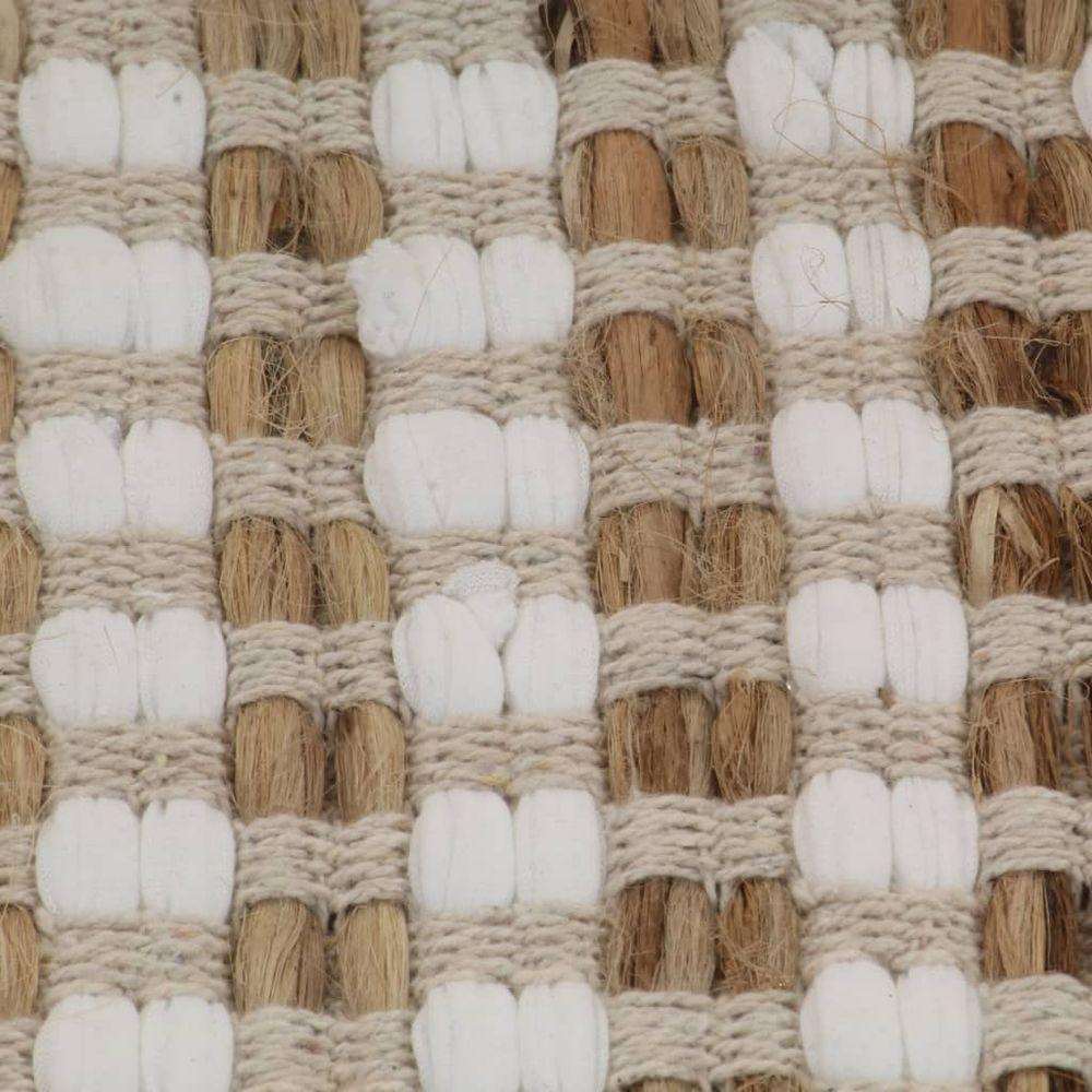 Hand-Woven Jute Bathroom Mat Set Fabric Natural and White vidaXL