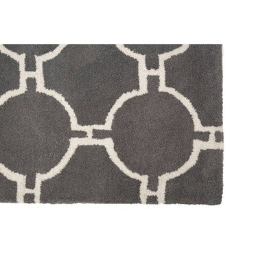 Stylish Orsina Hand Woven Rug with a Geometric Pattern in Grey and Cream Colors