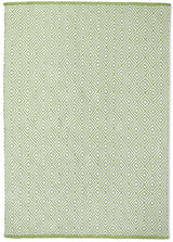 Hand-woven Rug in green with geometric diamond pattern, perfect for contemporary home decor