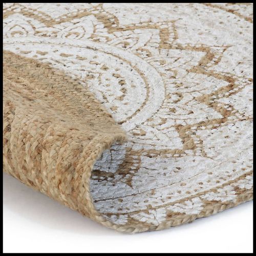 vidaXL Area Rug Braided Jute Printed 180 cm Round vidaXL