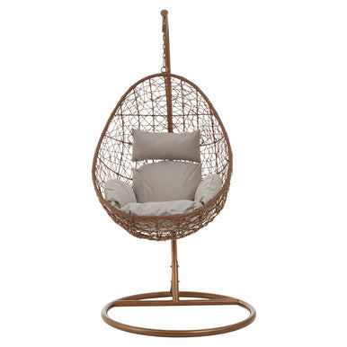Orsina Hanging Chair with a comfortable cushion in a stylish woven design for outdoor relaxation