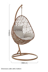 Orsina Hanging Chair with Cushions, W88 x D69 x H200 cm, Ideal for Conservatory and Outdoor Seating